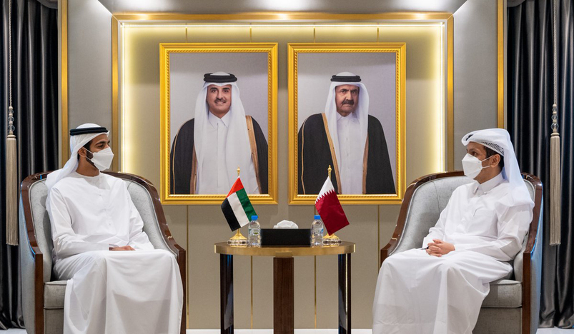 Qatar FM with Sheikh Shakhbut Al Nahyan